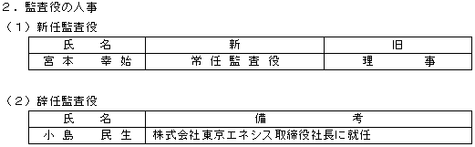 監査役の人事