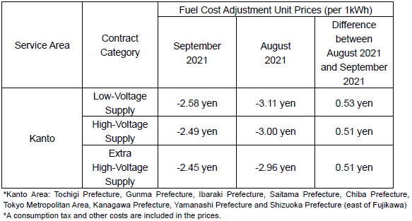 Fuel cost adjustment unit prices