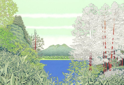 ぬり方の一例(油性の色鉛筆を使いました)